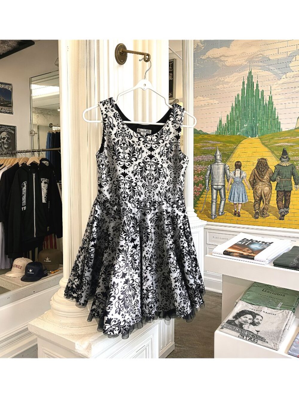 Knit Works Girls Size 14 Black White Damask Glitter Tulle Party Dress